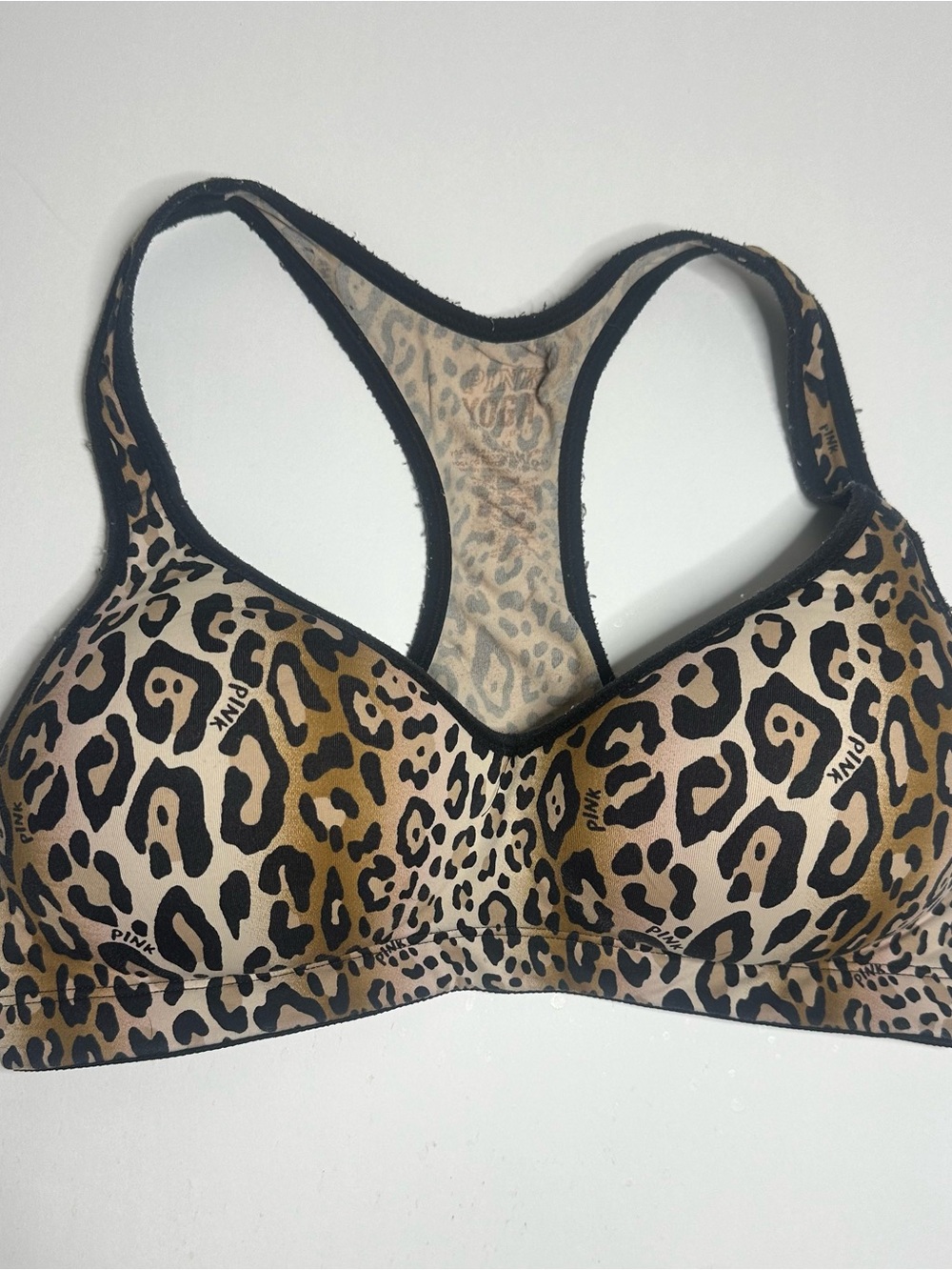 PINK Victoria's Secret Leopard Print Racerback Yoga Bra